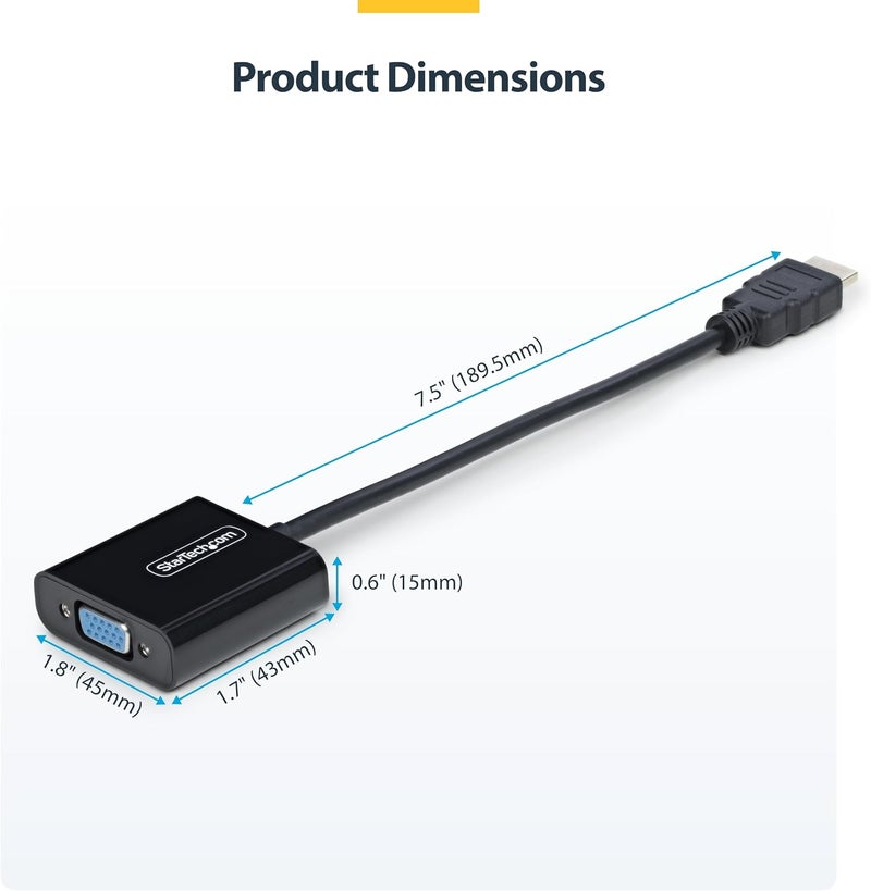 Star Tech .com HDMI to VGA Adapter, Active Video Converter for Laptop/Desktop, 1920x1080 (1080p), HDMI Source to VGA Monitor - Image 5